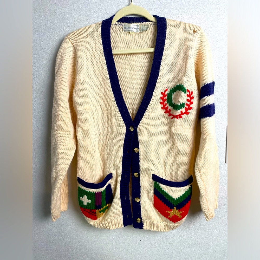 Eagle Eye Vintage Shetland Wool Cardigan Sweater Small 🎖️
